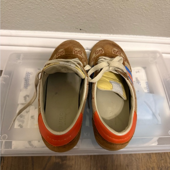 Floral Patterned Sneakers with Blue and Orange Stripes - Picture 4 of 5